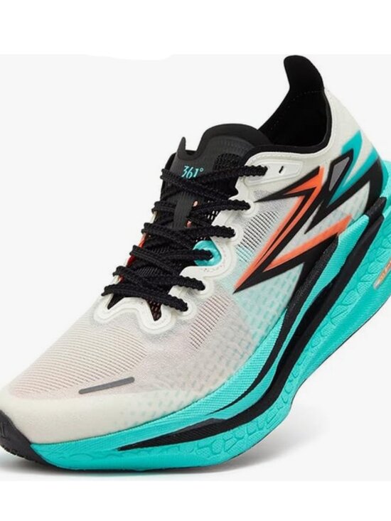 361 Degrees Flame 4 Carbon Running Shoes Men’s Size 9.5 –White/Light Green –NEW